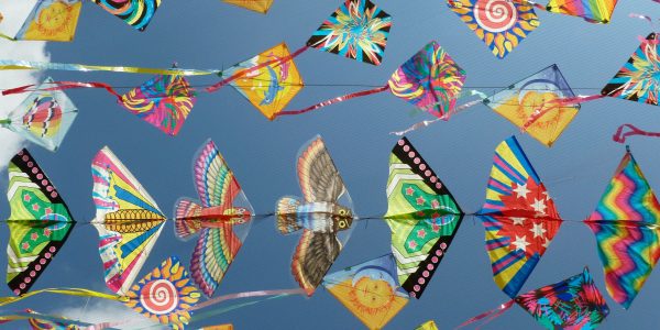 Kites Flying in the Air at a Festival